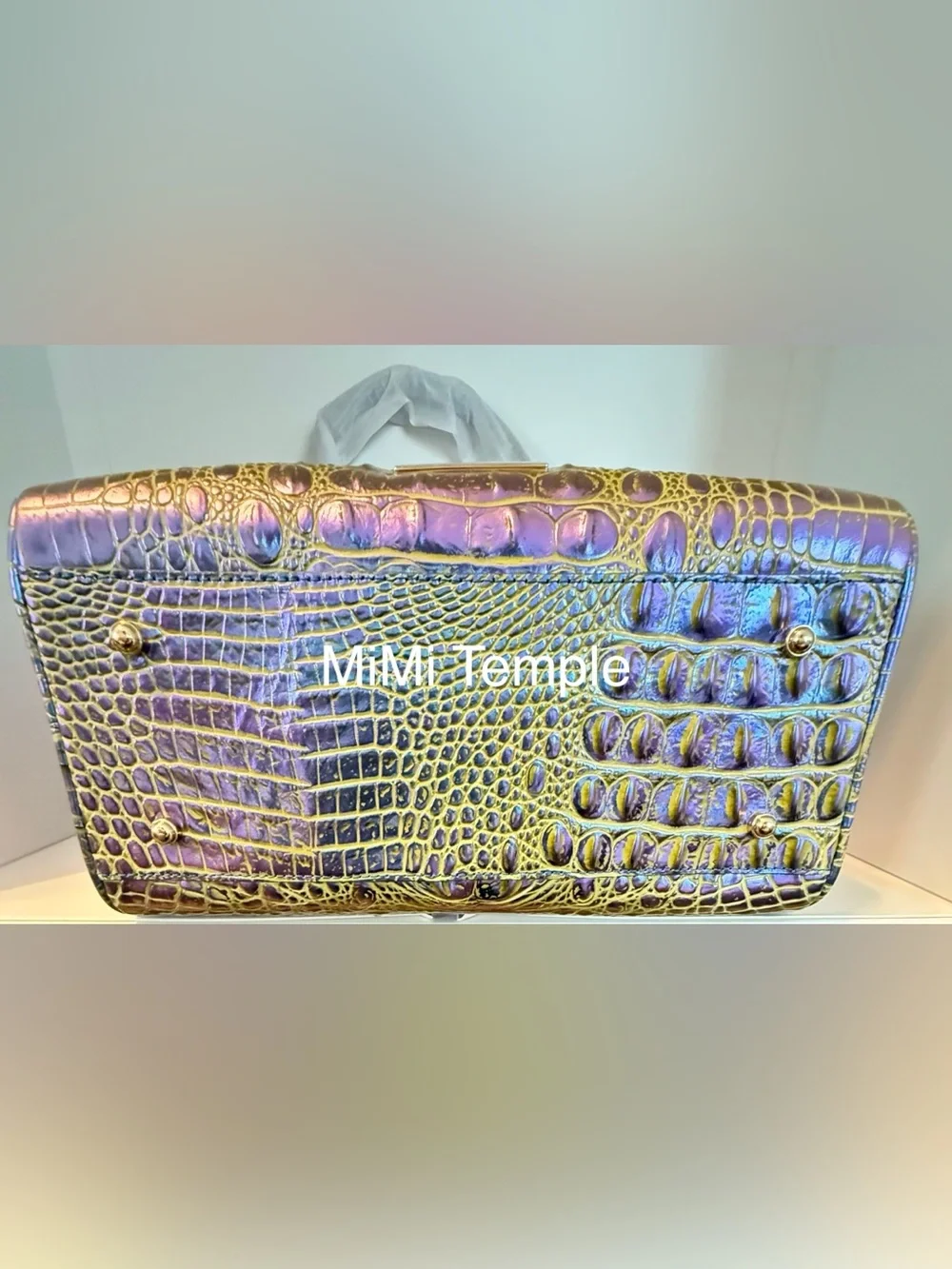 Brahmin Stacy Illuminate Croc-Embossed Satchel - RARE